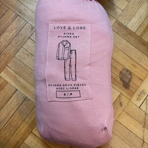 Small Love & Lore Pink Piped Pajama Set